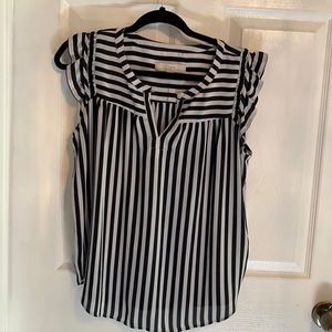 LOFT White & Black Striped Blouse